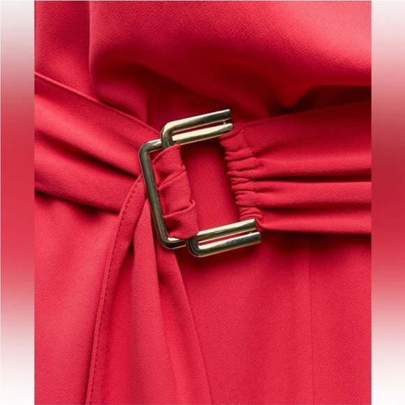 ASYMMETRIC CREPE BUCKLE JUMPSUIT
RED / CORAL . SIZE M, L - Picture 14 of 16